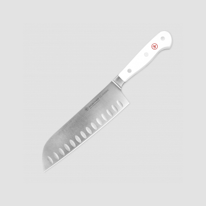 Нож кухонный Сантоку 17 см, с углублениями на кромке, серия White Classic, WUESTHOF, Золинген, Германия, Classic White