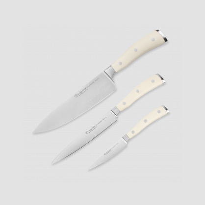 Набор из 3-х кухонных ножей поварская тройка, серия Ikon Cream White, WUESTHOF, Германия, Серия Ikon Cream White