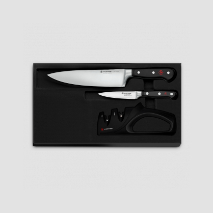 Набор кухонных ножей 2 штуки, точилка, серия Classic, WUESTHOF, Золинген, Германия, Серия Classic Ikon