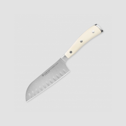 Нож кухонный Сантоку с углублениями на кромке 14 см, серия Ikon Cream White, WUESTHOF, Золинген, Германия, Серия Ikon Cream White