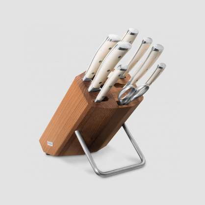 Набор из 6-ти кухонных ножей с мусатом и ножницами в деревянной подставке, серия Ikon Cream White, WUESTHOF, Золинген, Германия, Серия Ikon Cream White