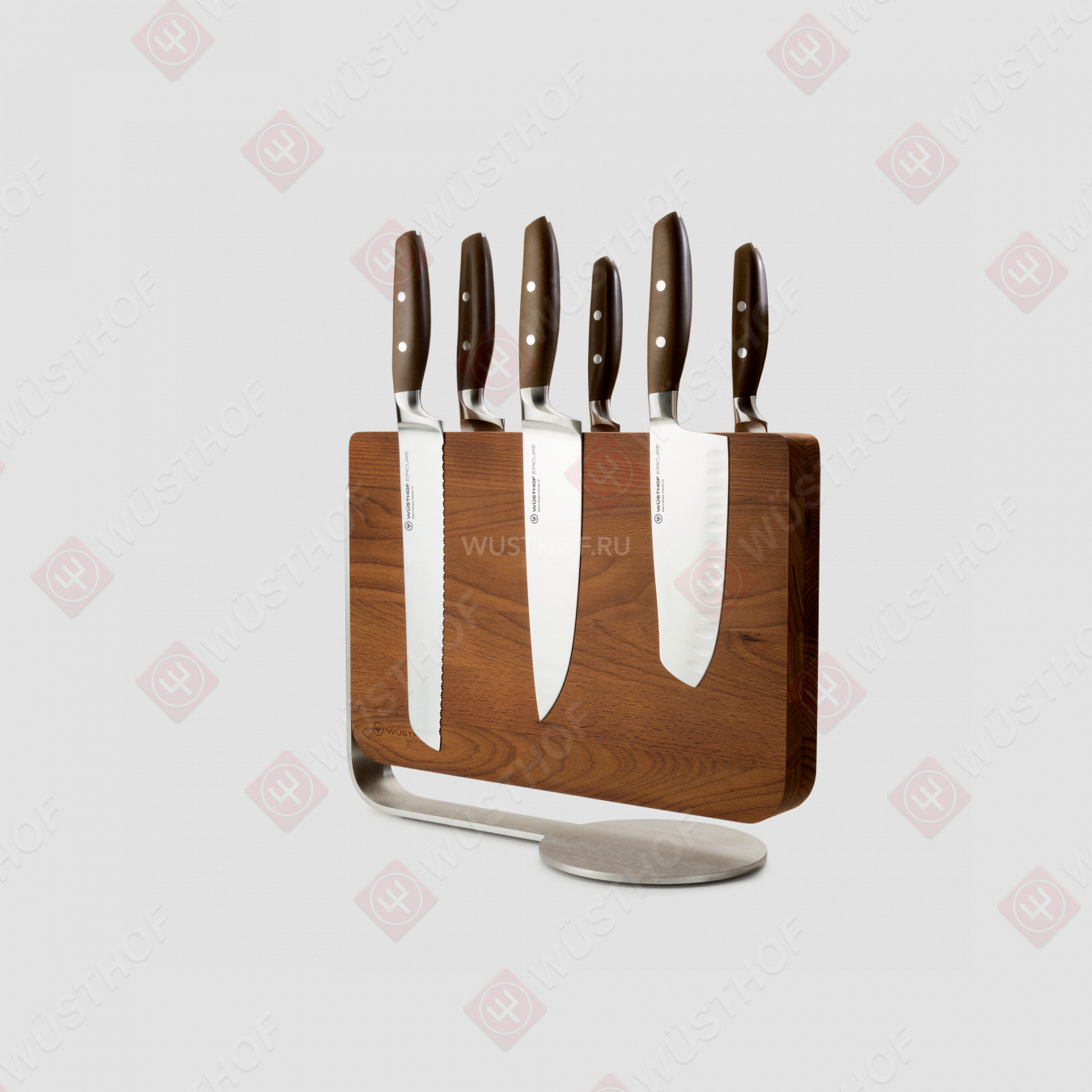 Набор кухонных ножей 6 штук на деревянной, магнитной подставке, серия Epicure, WUESTHOF, Золинген, Германия