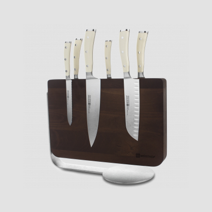 Набор кухонных ножей 6 штук на деревянной, магнитной подставке, серия Ikon Cream White, WUESTHOF, Золинген, Германия, Серия Ikon Cream White